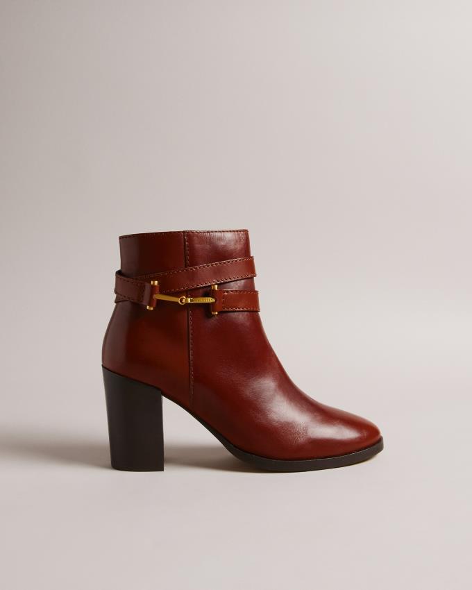 Botki Damskie Ted Baker T Hinge Leather Brązowe Polska | PL-DGQSB8573