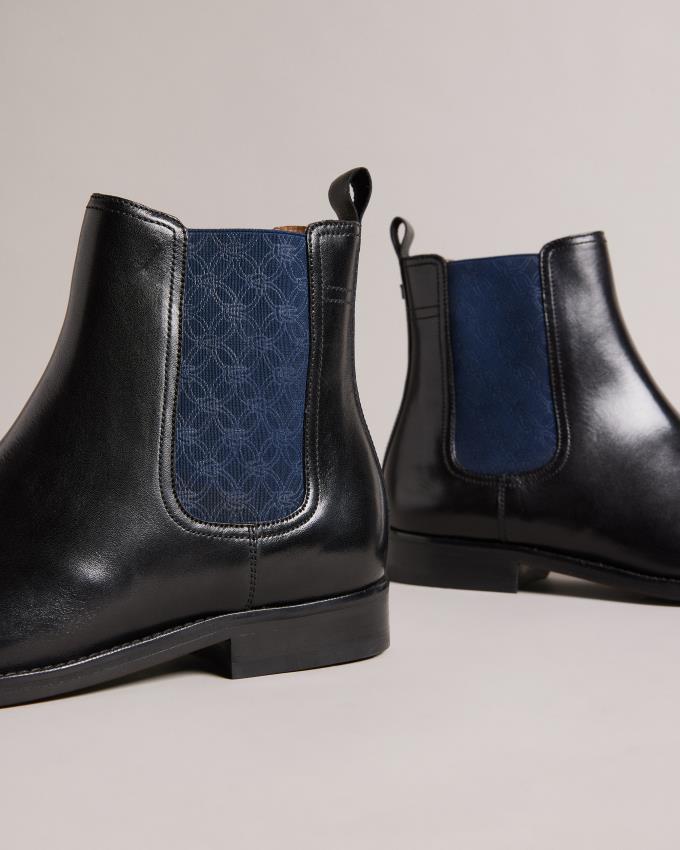 Buty Chelsea Męskie Ted Baker Patterned Elastic Czarne Polska | PL-ILSMN4928