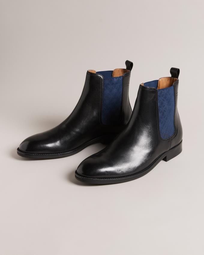 Buty Chelsea Męskie Ted Baker Patterned Elastic Czarne Polska | PL-ILSMN4928