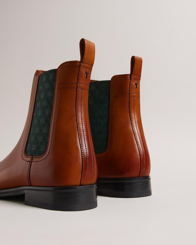 Buty Chelsea Męskie Ted Baker Patterned Elastic Brązowe Polska | PL-IWHVE4625