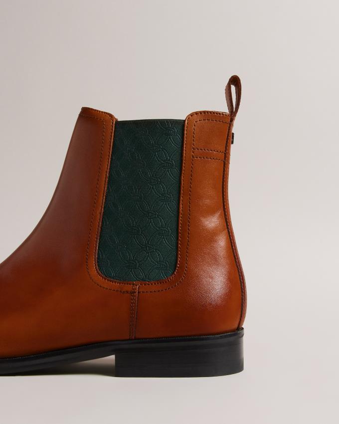 Buty Chelsea Męskie Ted Baker Patterned Elastic Brązowe Polska | PL-IWHVE4625