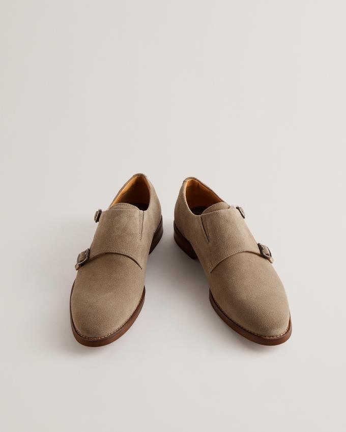 Buty Monki Męskie Ted Baker Suede Double Strap Khaki Polska | PL-YGHKZ7815