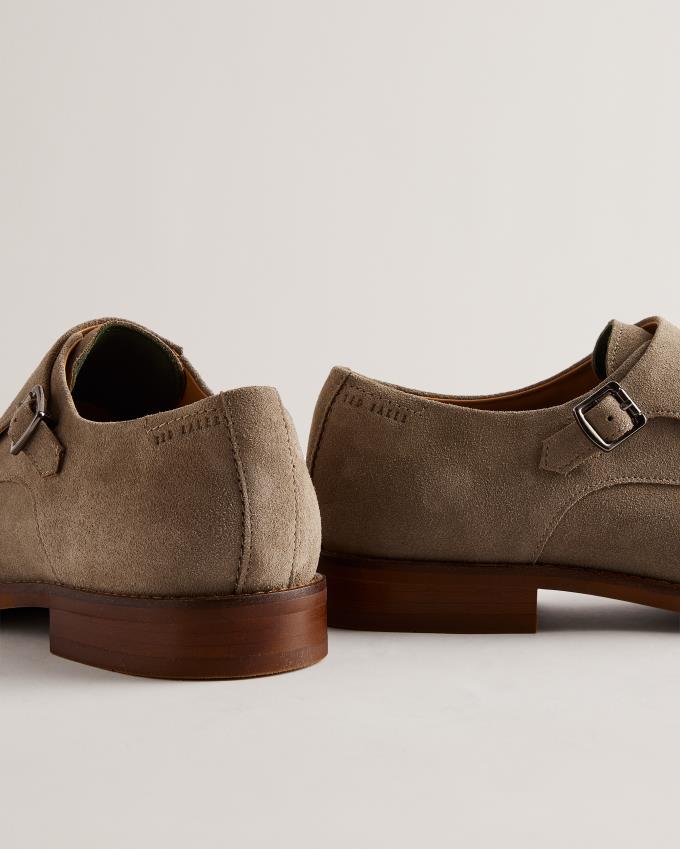 Buty Monki Męskie Ted Baker Suede Double Strap Khaki Polska | PL-YGHKZ7815