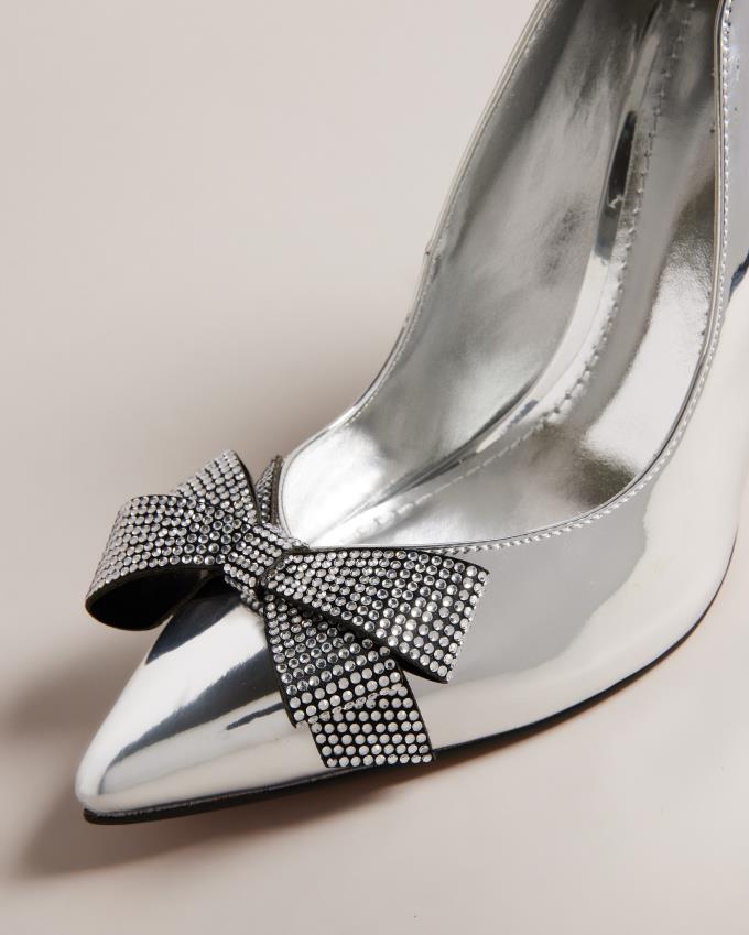 Buty Na Obcasie Damskie Ted Baker Crystal Bow Court Srebrne Polska | PL-ZLDOX6783