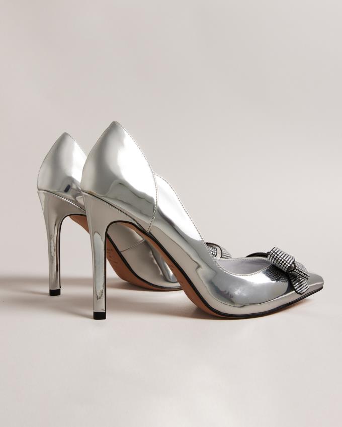 Buty Na Obcasie Damskie Ted Baker Crystal Bow Court Srebrne Polska | PL-ZLDOX6783