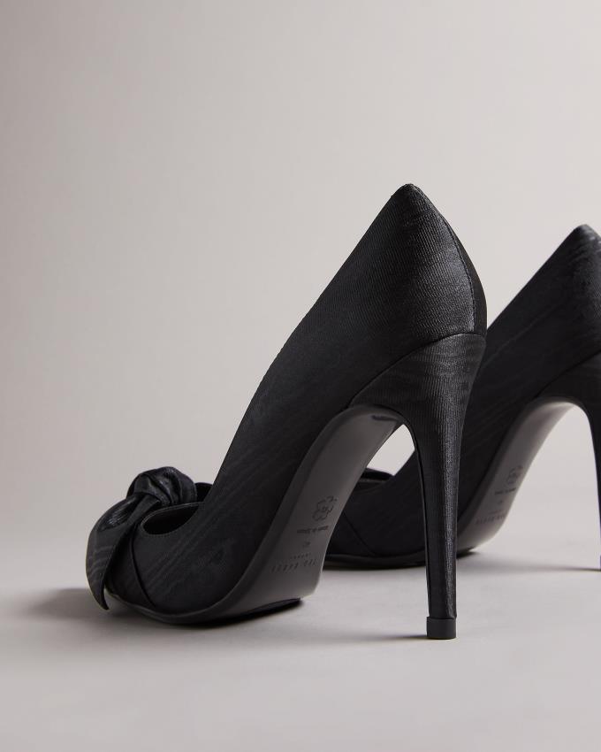 Buty Na Obcasie Damskie Ted Baker Moire Satin Bow Court Czarne Polska | PL-LOUIJ4901