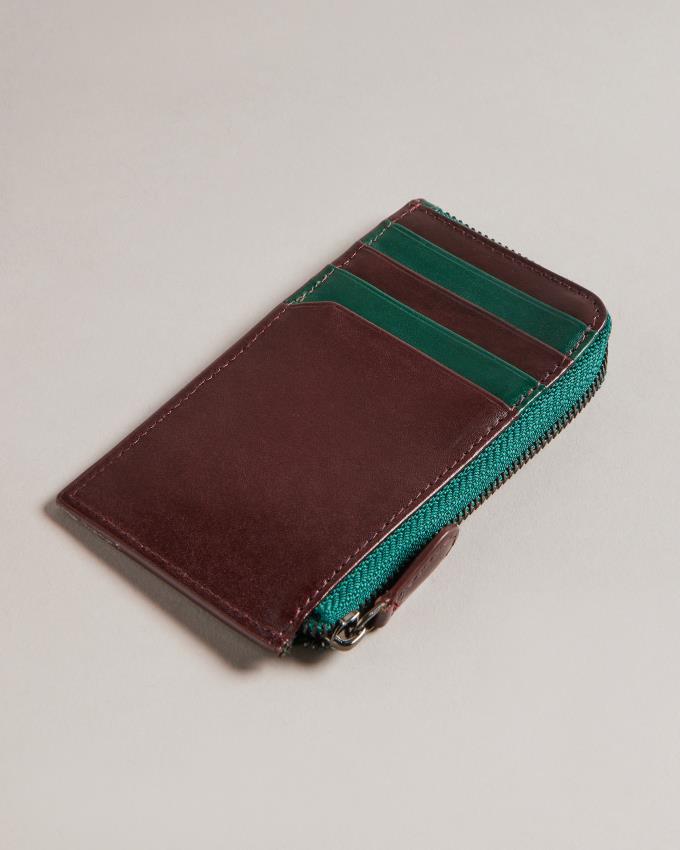 Etui na Karty Męskie Ted Baker Colour Block Zip Around Zielone Polska | PL-ZEFCL4170