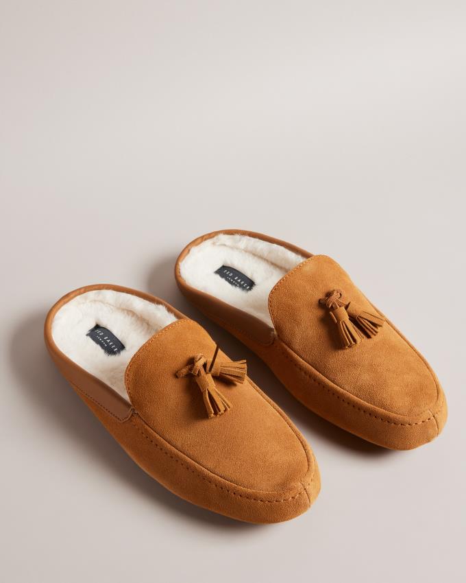 Kapcie Męskie Ted Baker Suede Tassel Mule Brązowe Polska | PL-OCMTX3570