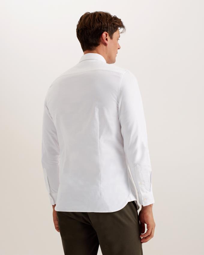 Koszule Męskie Ted Baker Long Sleeve Cotton Oxford Białe Polska | PL-WASLC4691