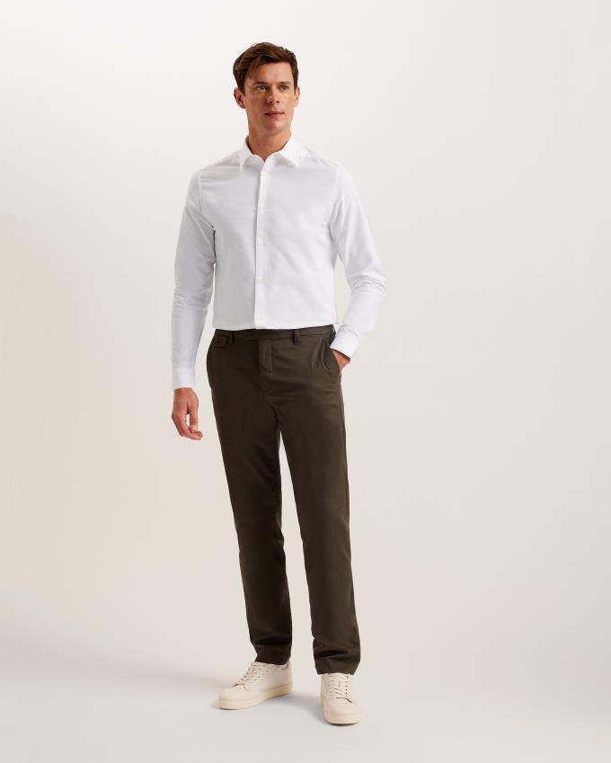 Koszule Męskie Ted Baker Long Sleeve Cotton Oxford Białe Polska | PL-WASLC4691