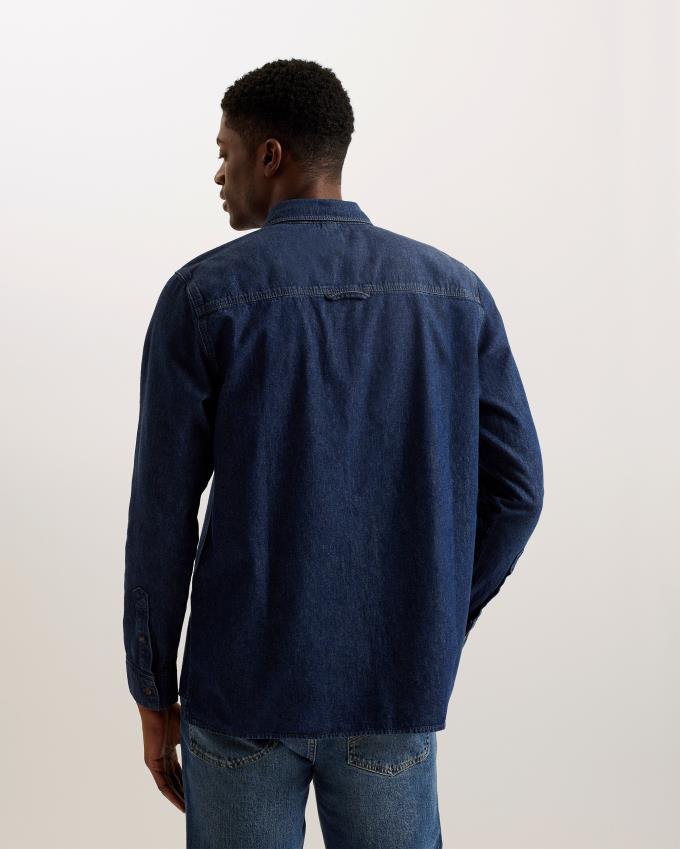 Koszule Męskie Ted Baker Long Sleeve Denim Niebieskie Polska | PL-ZFOQU8413