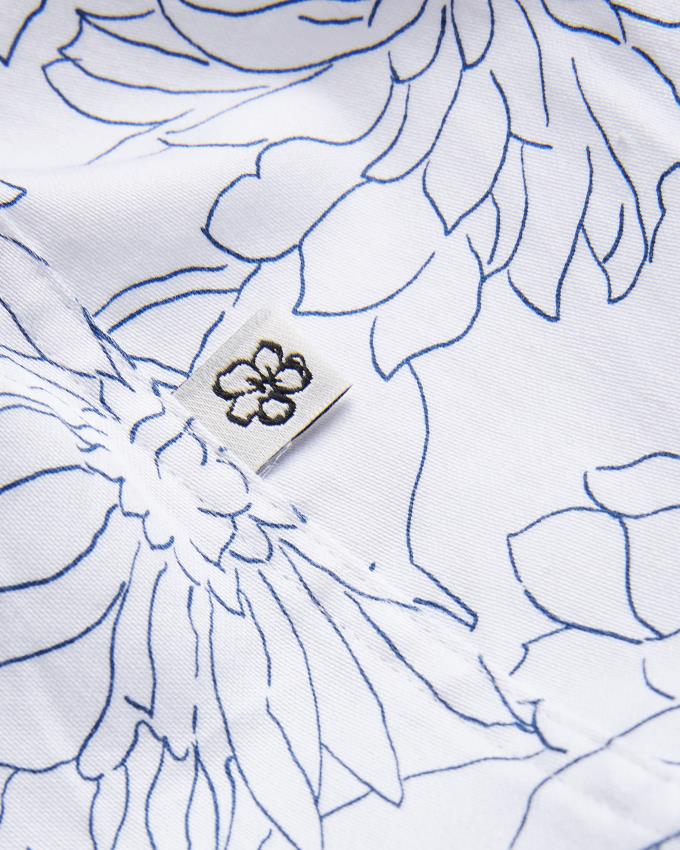 Koszule Męskie Ted Baker Long Sleeve Floral Outline Print Białe Polska | PL-HKQGV3641