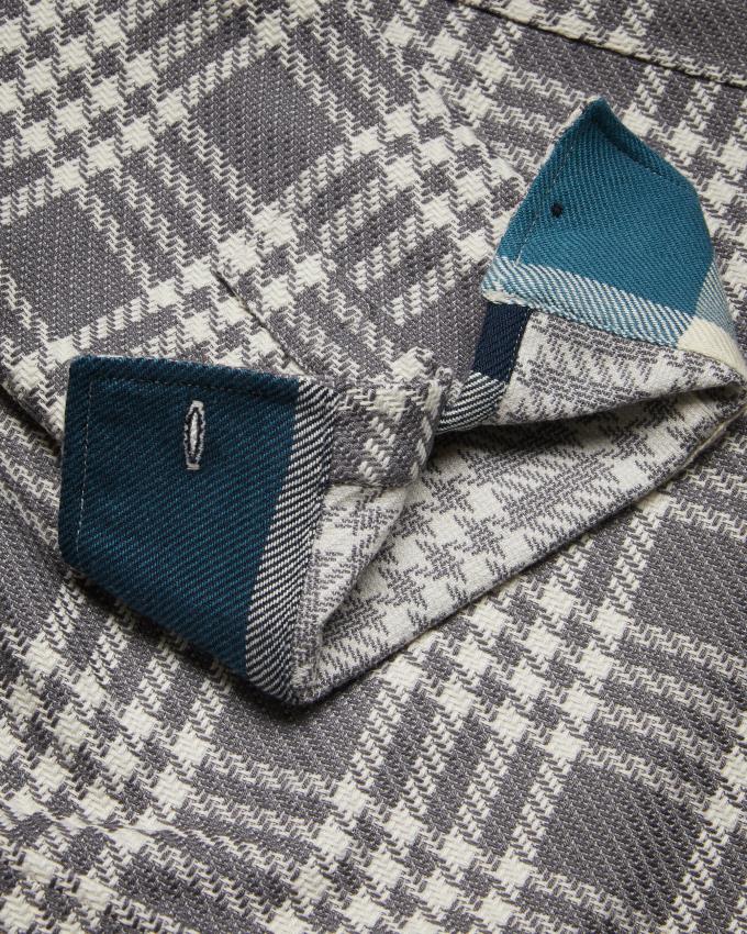 Koszule Męskie Ted Baker Long Sleeve Textured Check Głęboka Szare Polska | PL-DJWOZ5290