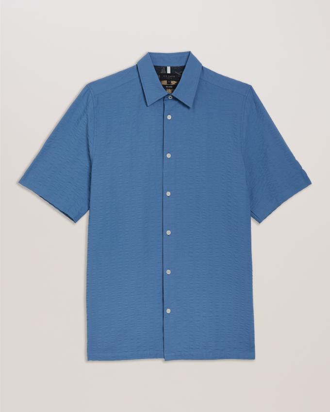 Koszule Męskie Ted Baker Seersucker Stripe Cotton Niebieskie Polska | PL-DUAJC2671