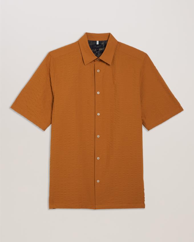 Koszule Męskie Ted Baker Seersucker Stripe Cotton Ciemny Pomarańczowe Polska | PL-EAYQJ2786