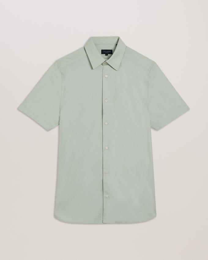 Koszule Męskie Ted Baker Short Sleeve Cotton Oxford Zielone Polska | PL-AOIGB0479