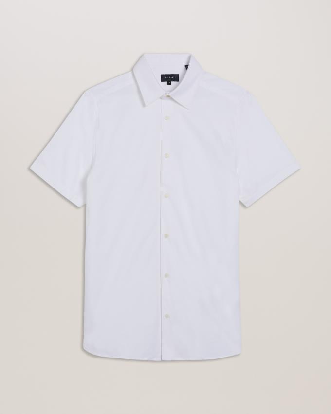 Koszule Męskie Ted Baker Short Sleeve Cotton Oxford Białe Polska | PL-XUVZB1639