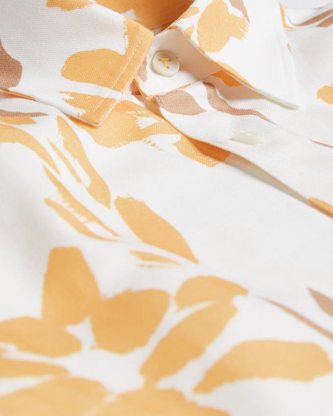 Koszule Męskie Ted Baker Short Sleeve Floral Print Żółte Polska | PL-DHYJM4693