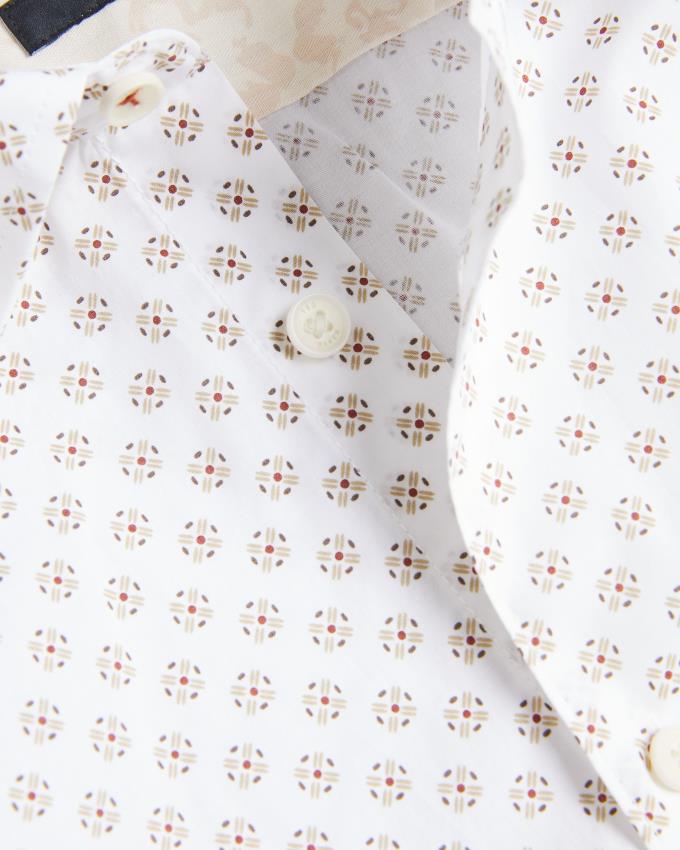 Koszule Męskie Ted Baker Short Sleeve Geometric Print Białe Polska | PL-MCIVF8174