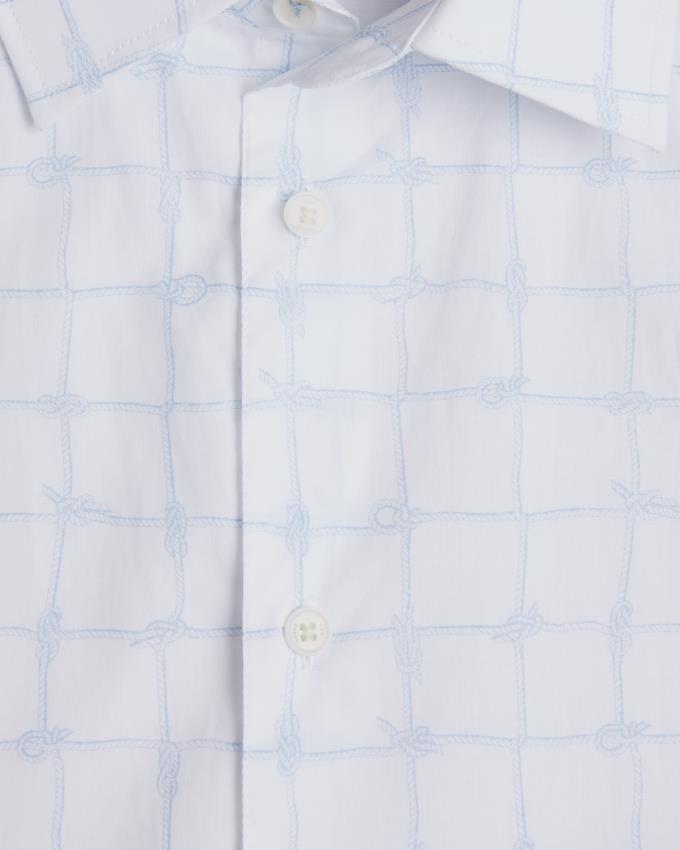 Koszule Męskie Ted Baker Short Sleeve Rope Print Check Białe Polska | PL-NUXKM1926