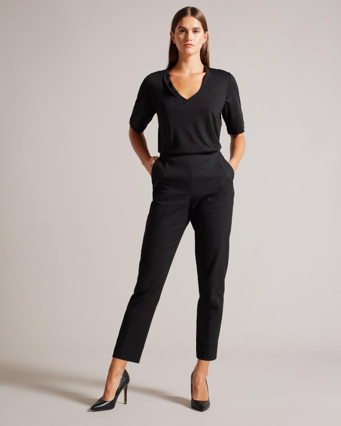 Koszulka Damskie Ted Baker Easy Fit V-Neck Czarne Polska | PL-TJHOL9072