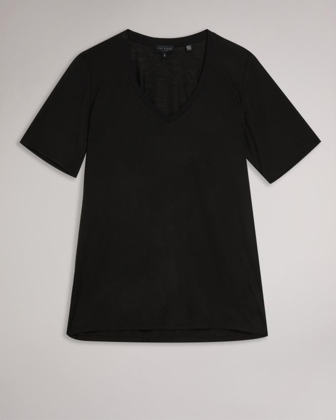 Koszulka Damskie Ted Baker Easy Fit V-Neck Czarne Polska | PL-TJHOL9072