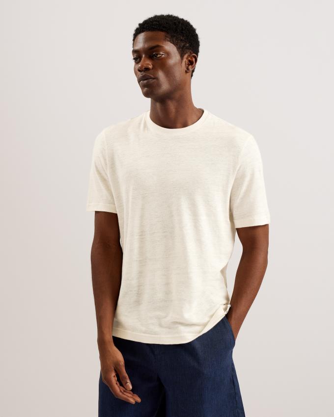 Koszulka Męskie Ted Baker Regular Fit Short Sleeve Linen Szare Polska | PL-FPRZY3857