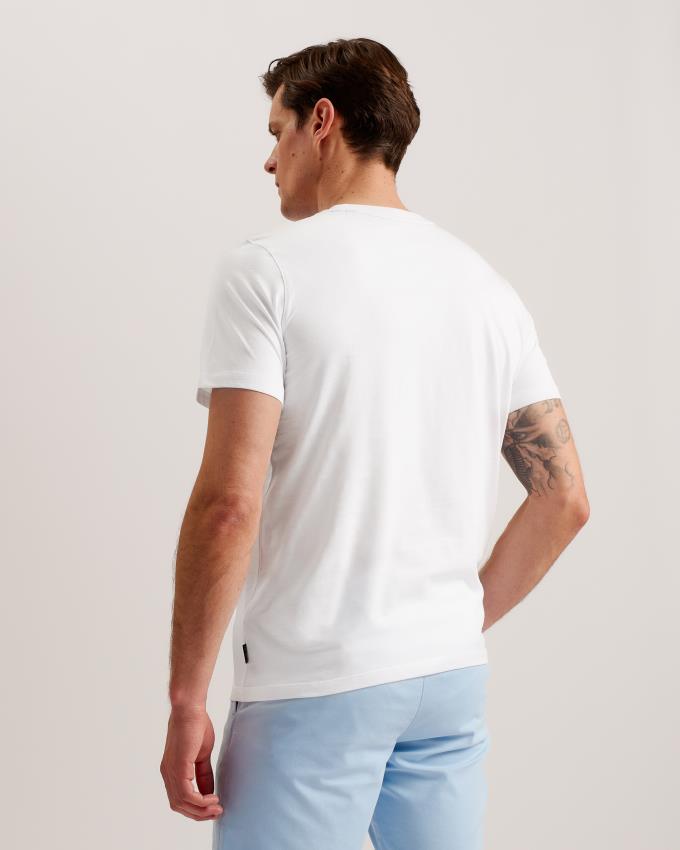 Koszulka Męskie Ted Baker Short Sleeve Branded Białe Polska | PL-YRDZK2957