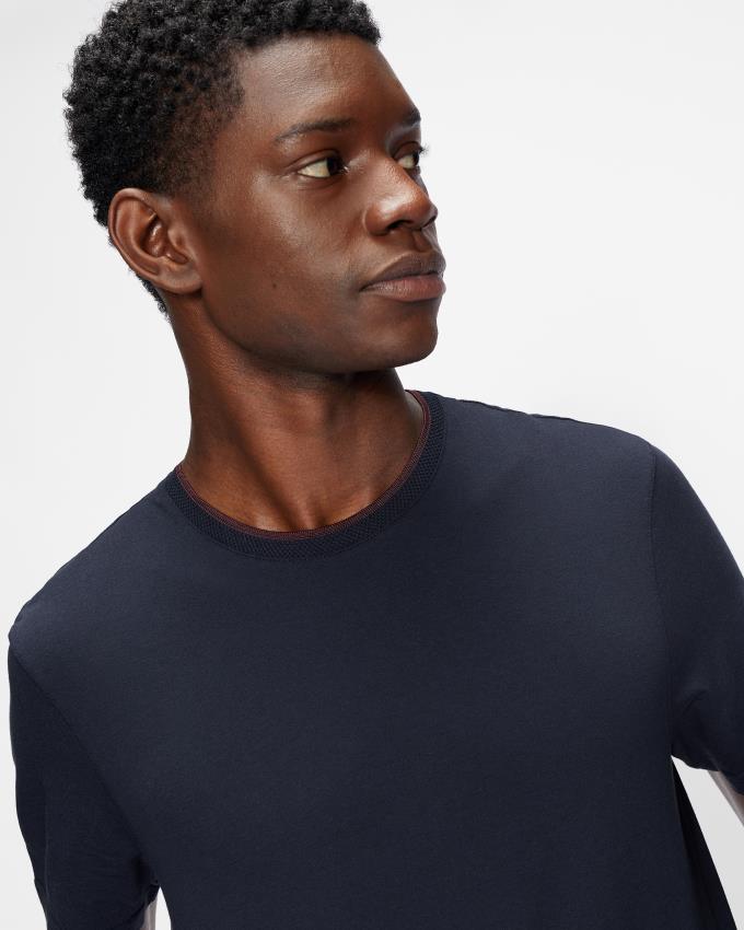 Koszulka Męskie Ted Baker Short Sleeve Granatowe Polska | PL-NYCFH4938