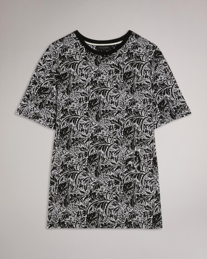 Koszulka Męskie Ted Baker Short Sleeve Leaf Print Kolorowe Polska | PL-BZLFO3875