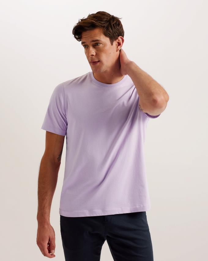 Koszulka Męskie Ted Baker Short Sleeve Regular Fit Plain Fioletowe Polska | PL-YPSZB0137