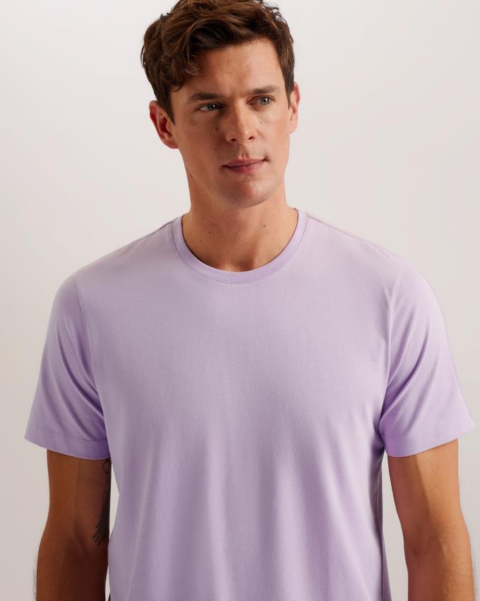 Koszulka Męskie Ted Baker Short Sleeve Regular Fit Plain Fioletowe Polska | PL-YPSZB0137