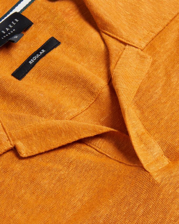 Koszulka Polo Męskie Ted Baker Linen Revere Collar Pomarańczowe Polska | PL-ELNJB2489