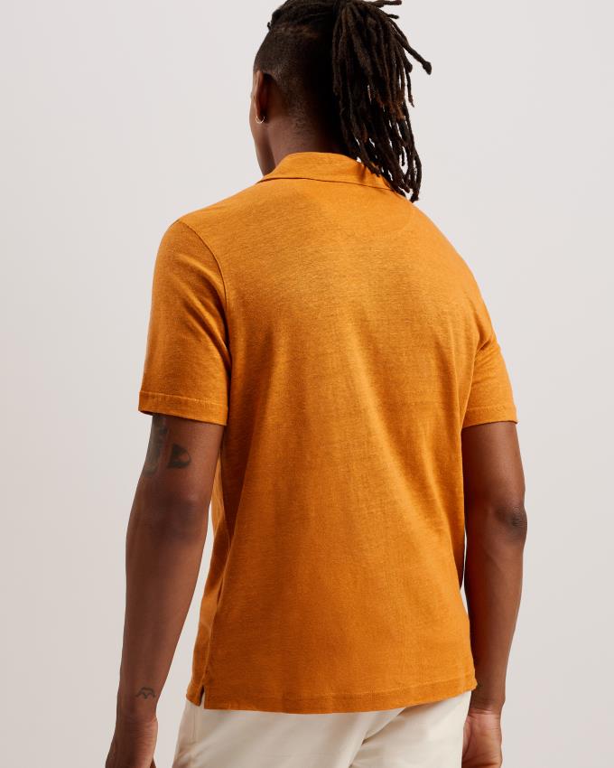Koszulka Polo Męskie Ted Baker Linen Revere Collar Pomarańczowe Polska | PL-ELNJB2489