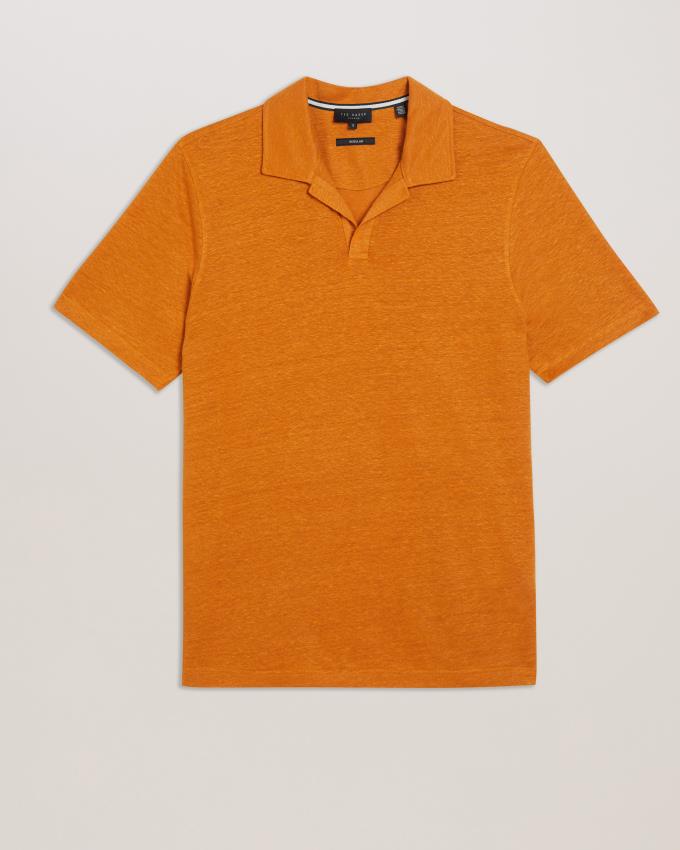 Koszulka Polo Męskie Ted Baker Linen Revere Collar Pomarańczowe Polska | PL-ELNJB2489