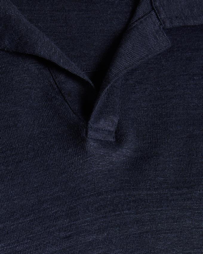 Koszulka Polo Męskie Ted Baker Linen Revere Collar Granatowe Polska | PL-IFORX1632