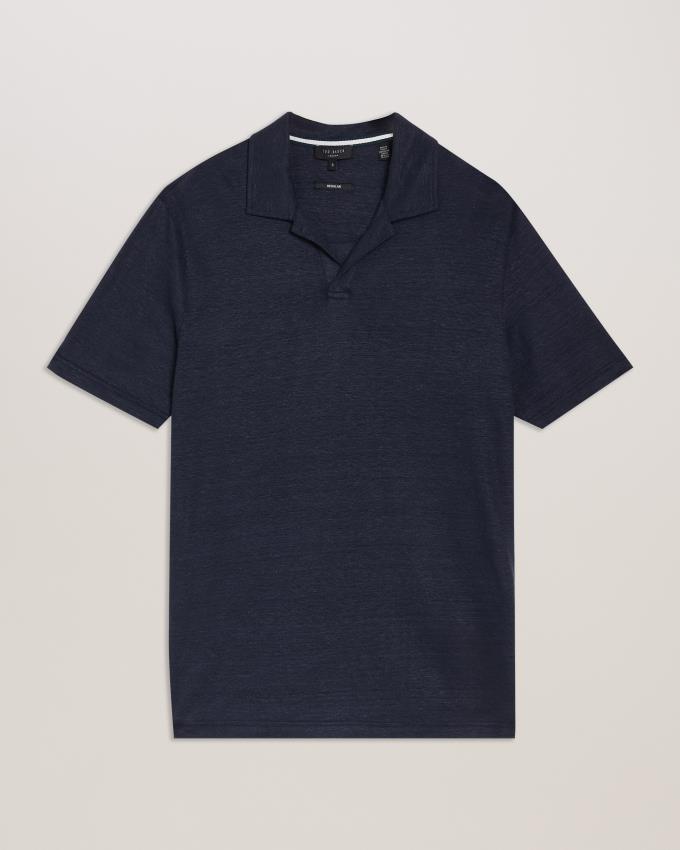 Koszulka Polo Męskie Ted Baker Linen Revere Collar Granatowe Polska | PL-IFORX1632