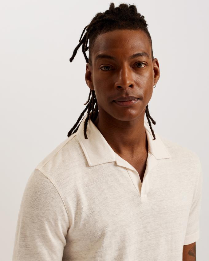 Koszulka Polo Męskie Ted Baker Linen Revere Collar Szare Polska | PL-GJYPF3648