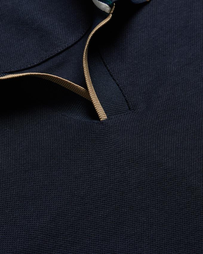 Koszulka Polo Męskie Ted Baker Long Sleeve Open Collar Granatowe Polska | PL-FVMCK3025