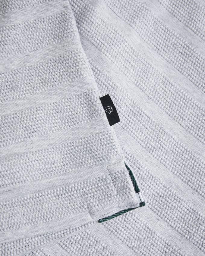 Koszulka Polo Męskie Ted Baker Long Sleeve Textured Stripe Szare Polska | PL-XVHJA9041