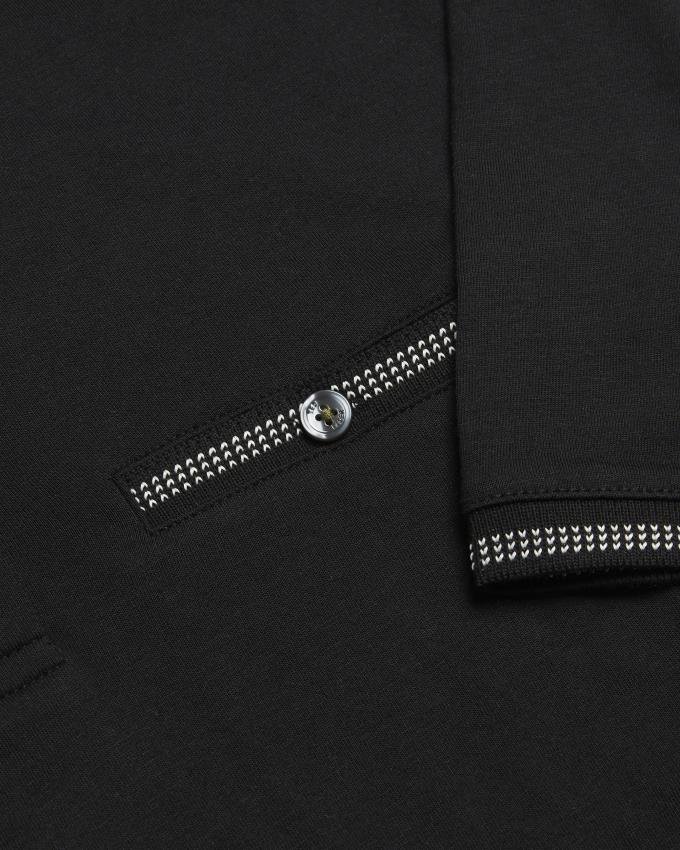 Koszulka Polo Męskie Ted Baker Polo With Striped Details Czarne Polska | PL-QTWVY0369