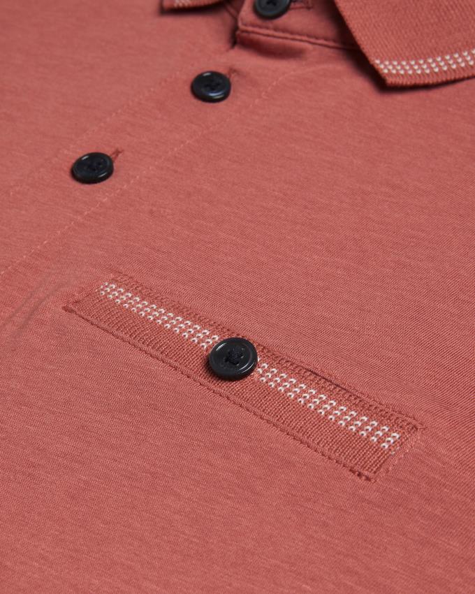 Koszulka Polo Męskie Ted Baker Polo With Striped Details Różowe Polska | PL-YBXIK9623