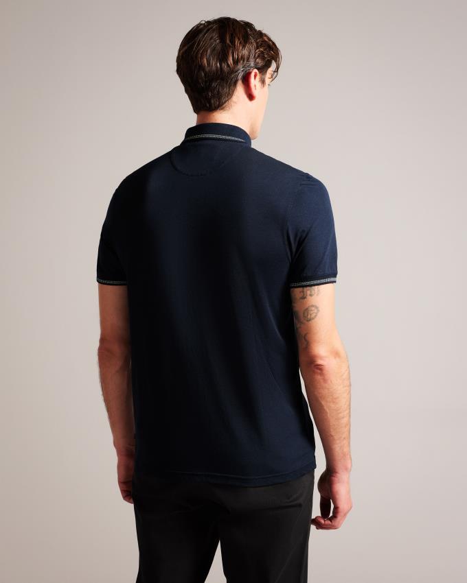 Koszulka Polo Męskie Ted Baker Polo With Striped Details Granatowe Polska | PL-OYWBP4285