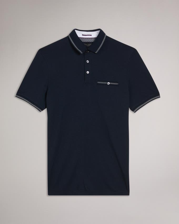 Koszulka Polo Męskie Ted Baker Polo With Striped Details Granatowe Polska | PL-OYWBP4285