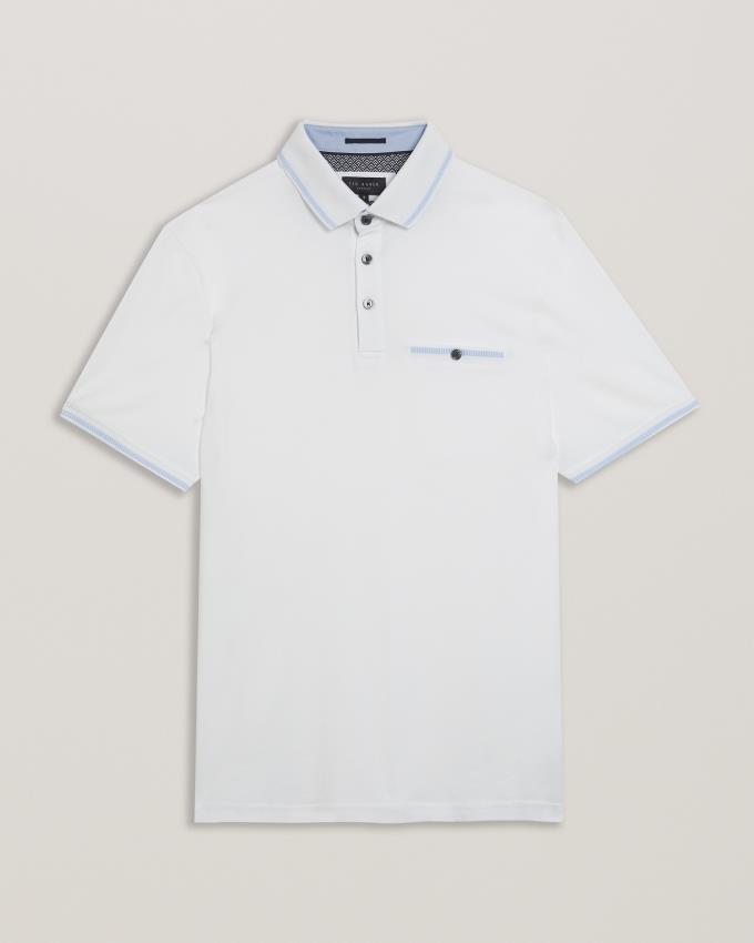 Koszulka Polo Męskie Ted Baker Polo With Striped Details Białe Polska | PL-LPQVR2685