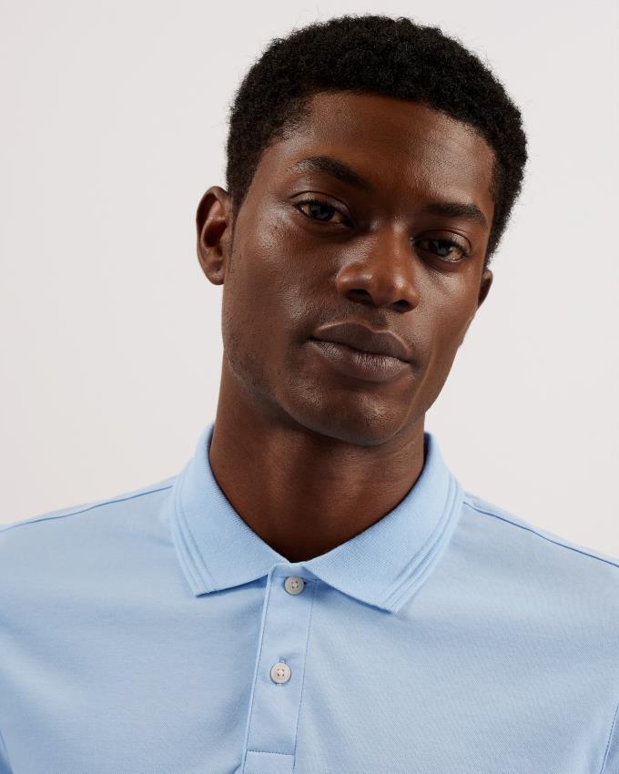 Koszulka Polo Męskie Ted Baker Regular Fit With Ribbed Collar Głęboka Niebieskie Polska | PL-FQIGO5479