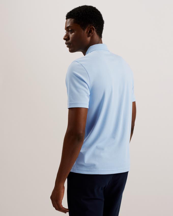 Koszulka Polo Męskie Ted Baker Regular Fit With Ribbed Collar Głęboka Niebieskie Polska | PL-FQIGO5479