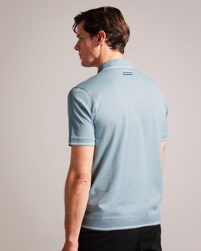 Koszulka Polo Męskie Ted Baker Regular Fit Textured Głęboka Niebieskie Polska | PL-JPTUX6180
