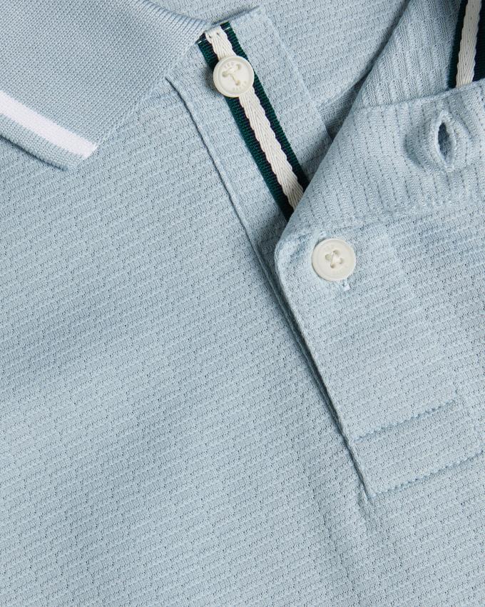 Koszulka Polo Męskie Ted Baker Regular Fit Textured Głęboka Niebieskie Polska | PL-JPTUX6180