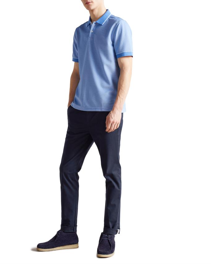 Koszulka Polo Męskie Ted Baker Short Sleeve Striped Niebieskie Polska | PL-CMAQG4285